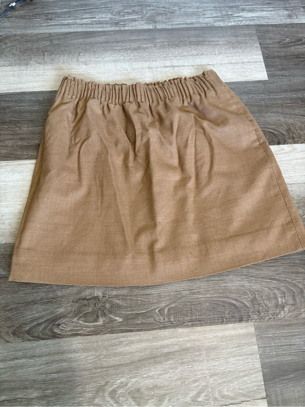 J. Crew 12 Camel Wool Blend Elastic Waistband Skirt Cottagecore Corporate Chic